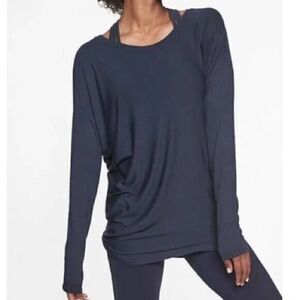 Athleta Threadlight Asymmetrical Relaxed Blue Long Sleeve T Shirt size XS